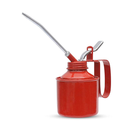 Red metal oil can dispenser