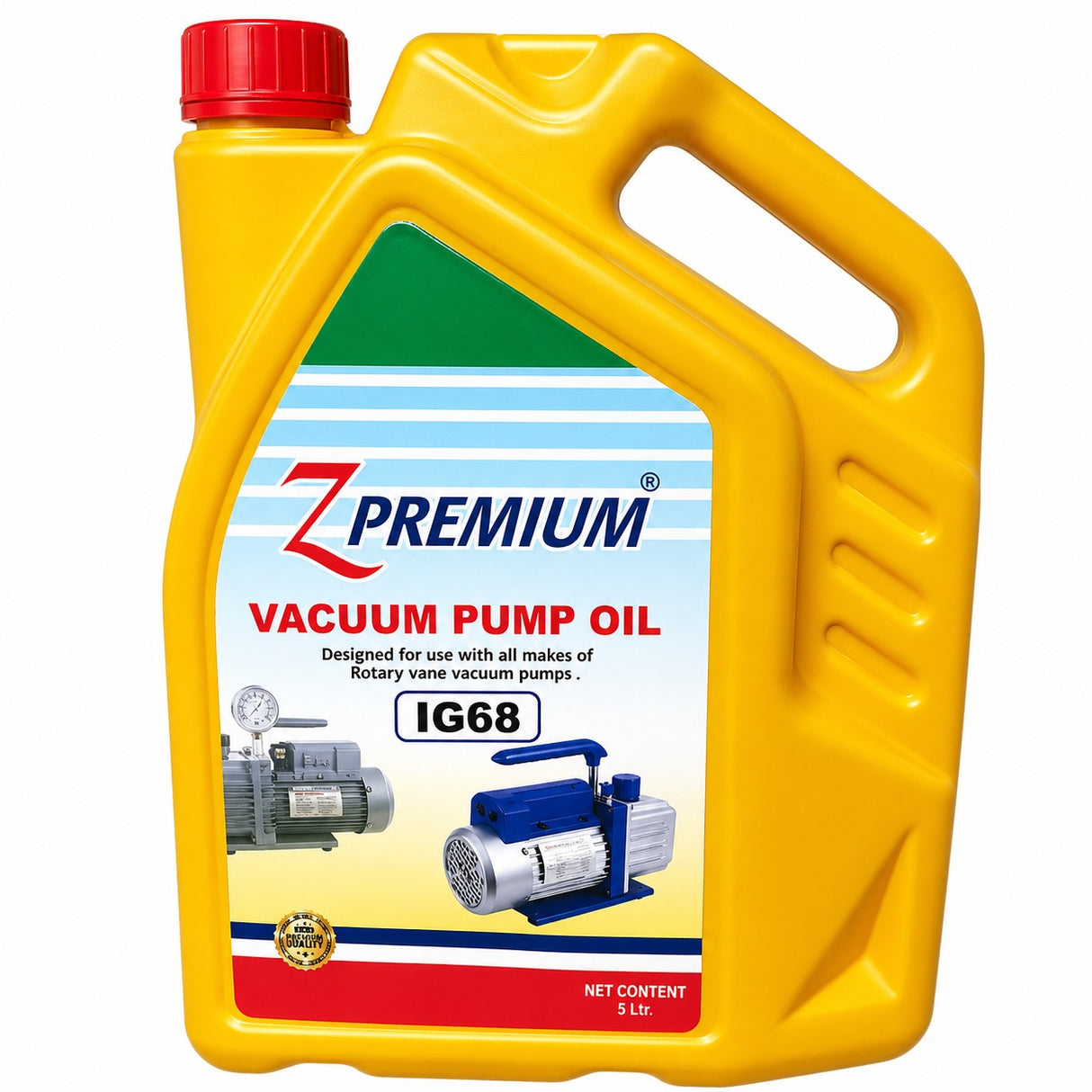 Yellow container of Z Premium vacuum pump oil 