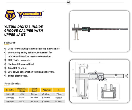 Buy Yuzuki Digital Inside Groove Caliper 9–200mm – Jaibros