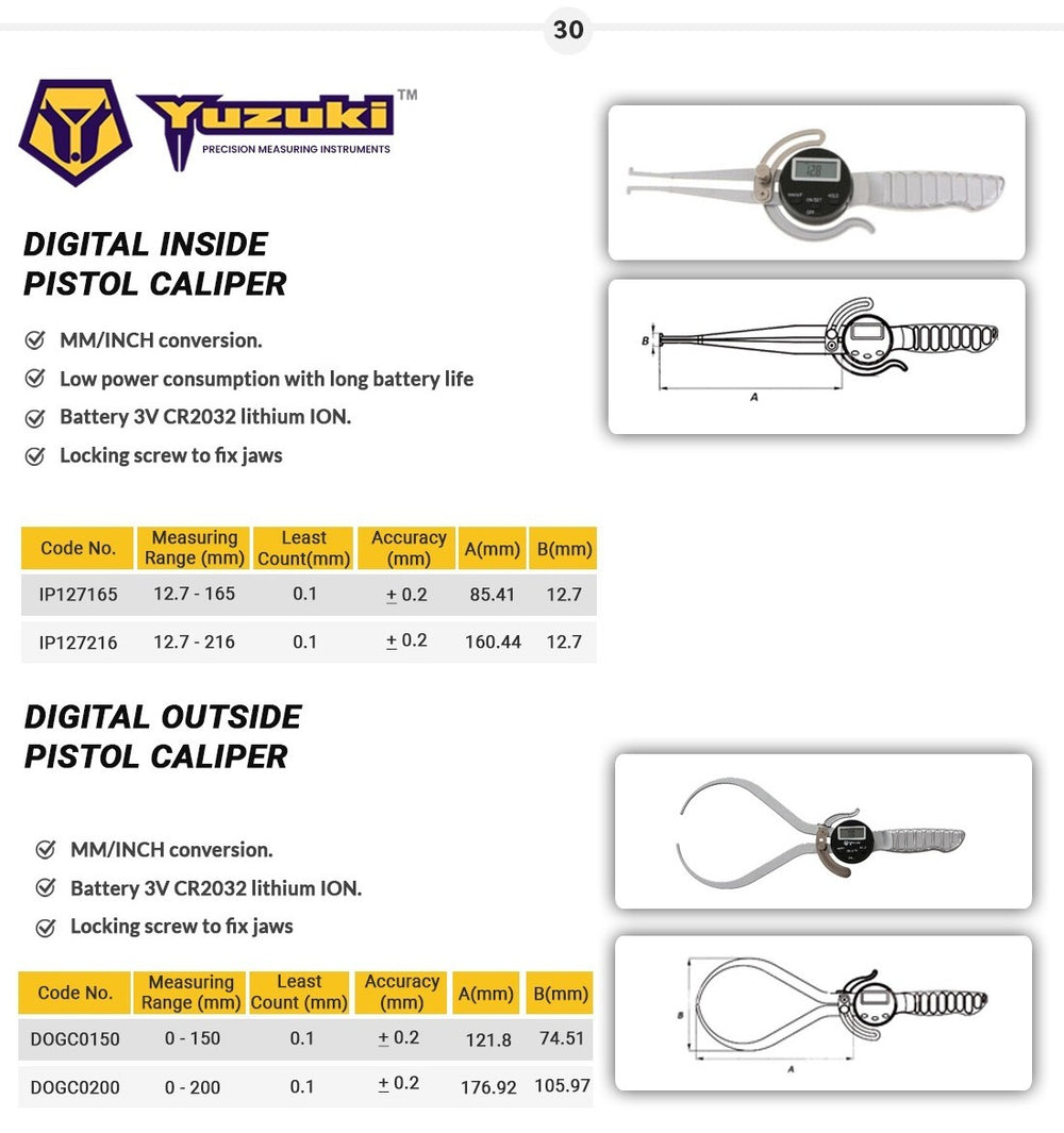 Yuzuki Digital Outside Pistol Caliper 0-150mm.