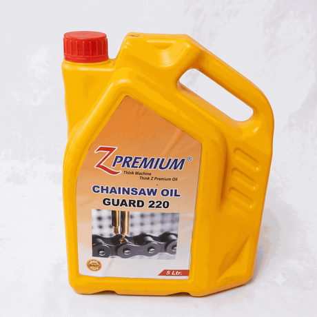 Yellow jug of chainsaw oil