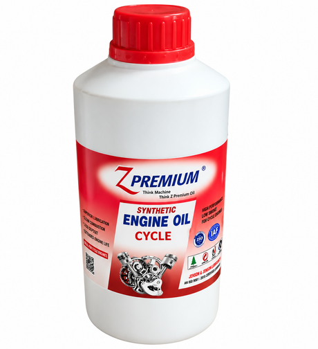 Z Premium synthetic cycle engine oil white bottle with red cap