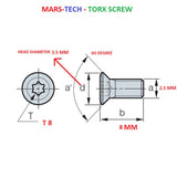 m2.5 x 8mm t8 torx socket cap screw pack of 10