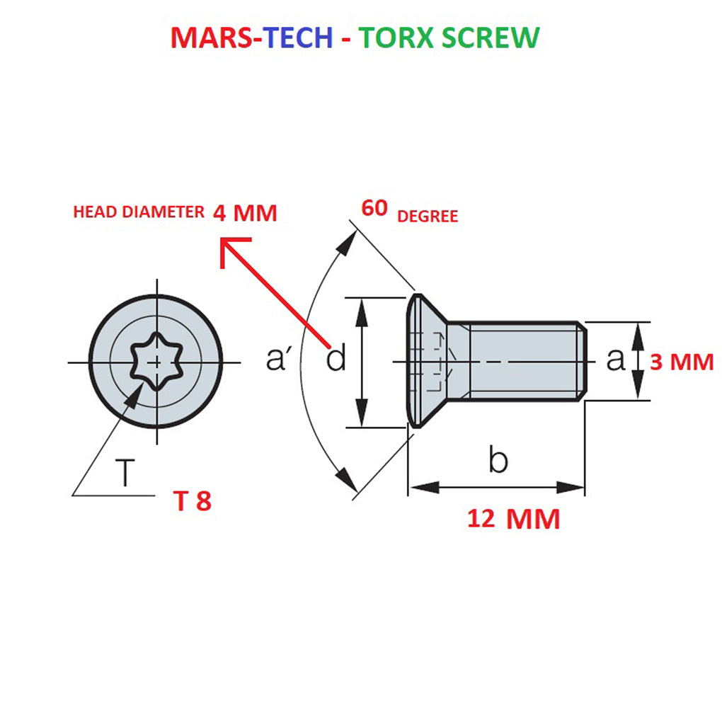 3mm T8 hardened torx screw milling cutter pack