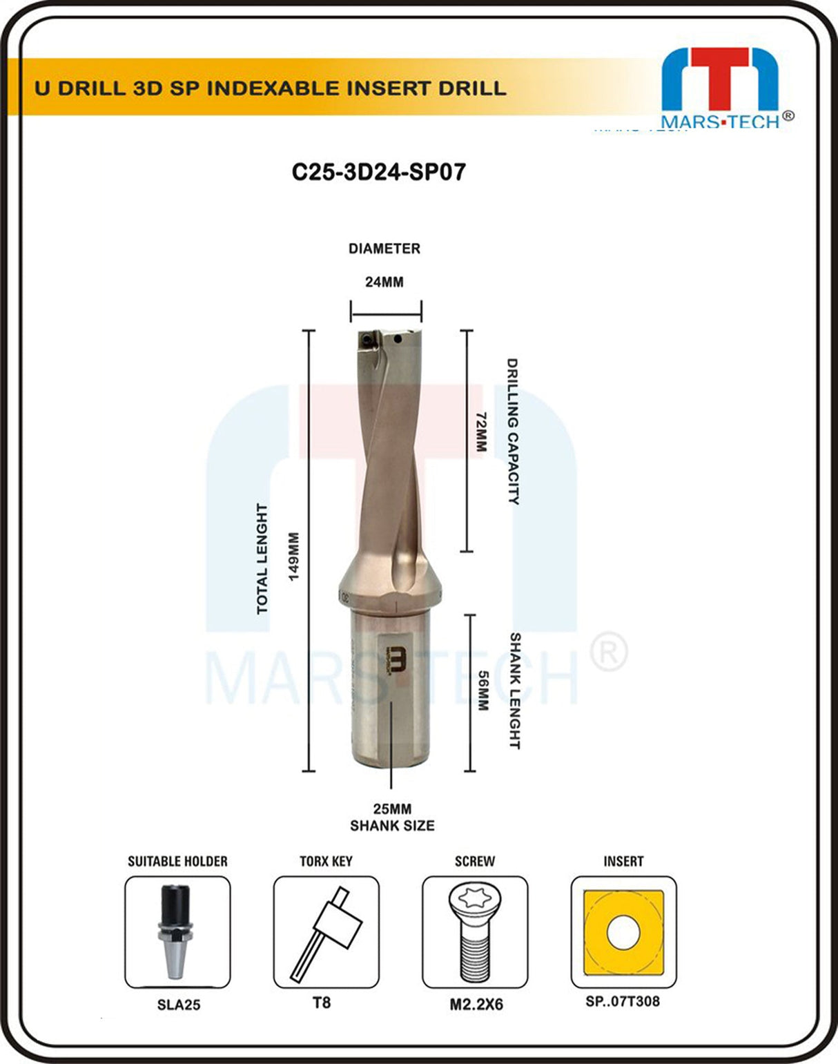 Indexable U Drill 24 mm