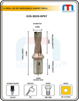 25 mm indexable U drill with through coolant