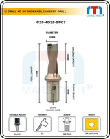 Weldon shank U Drill 25 mm CNC