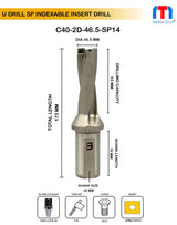 U drill 46.5 mm indexable insert drill