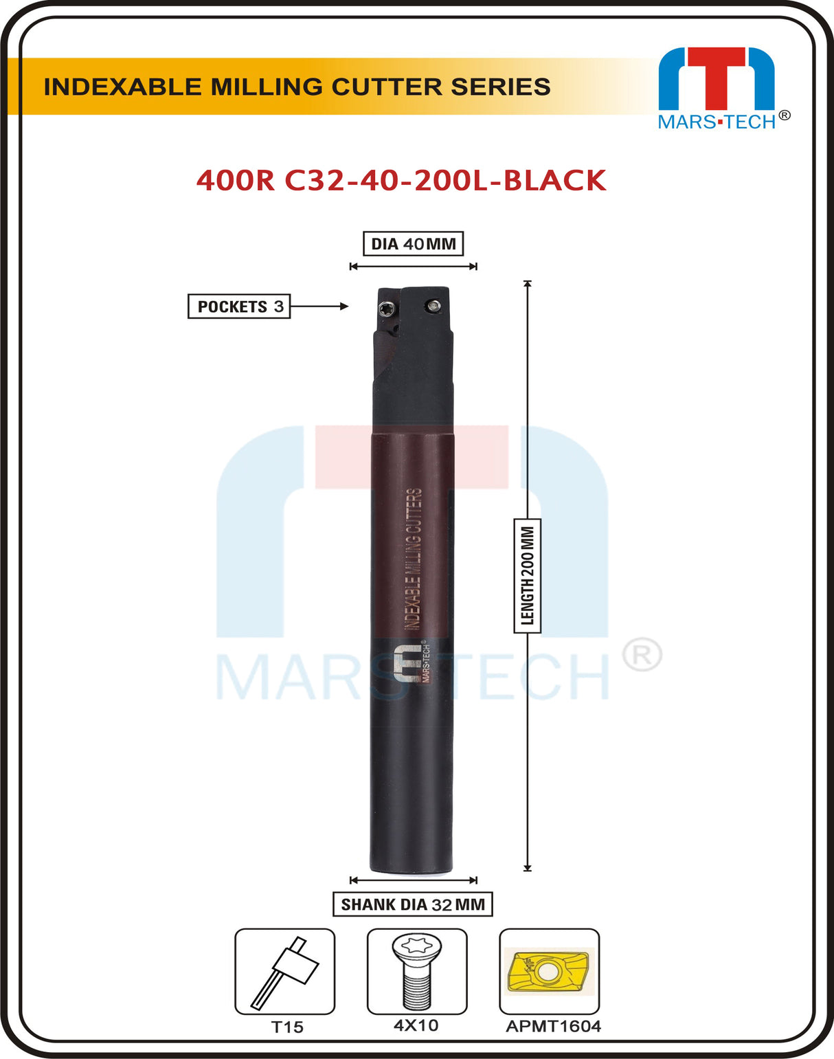 3‑pocket indexable cutter