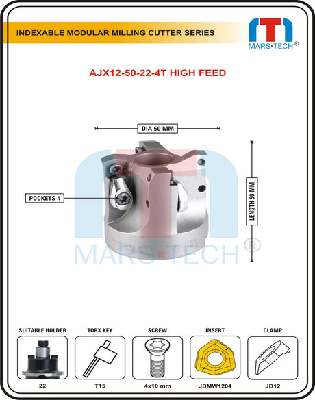 JDMW12 high feed cutter 50 mm