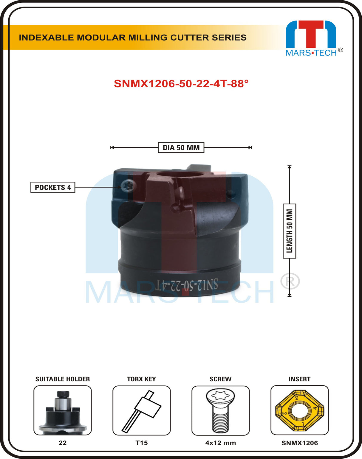50 mm SNMX1206 facemill	