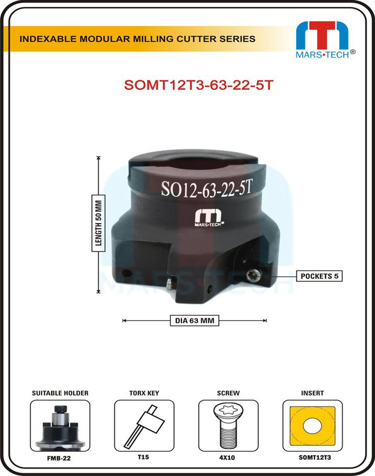 63 mm indexable cutter	