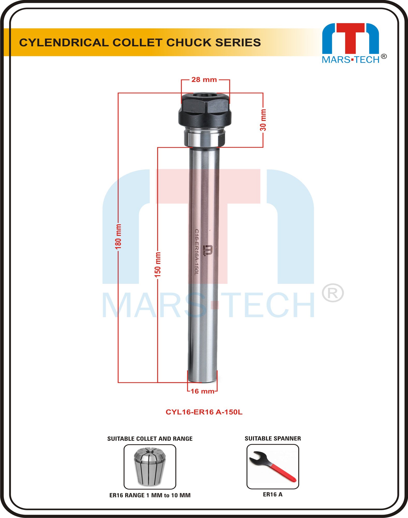 ExcLent C16 ER16 100L Collet Chuck Halter – Gerader Schaft, Länge 100 Mm, Durchmesser 16 Mm – Für CNC-Fräsen, Genauigkeit 0,01 Mm
