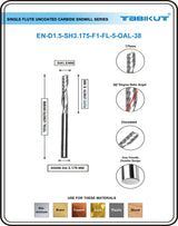 1.5 mm Single Flute Endmill Carbide