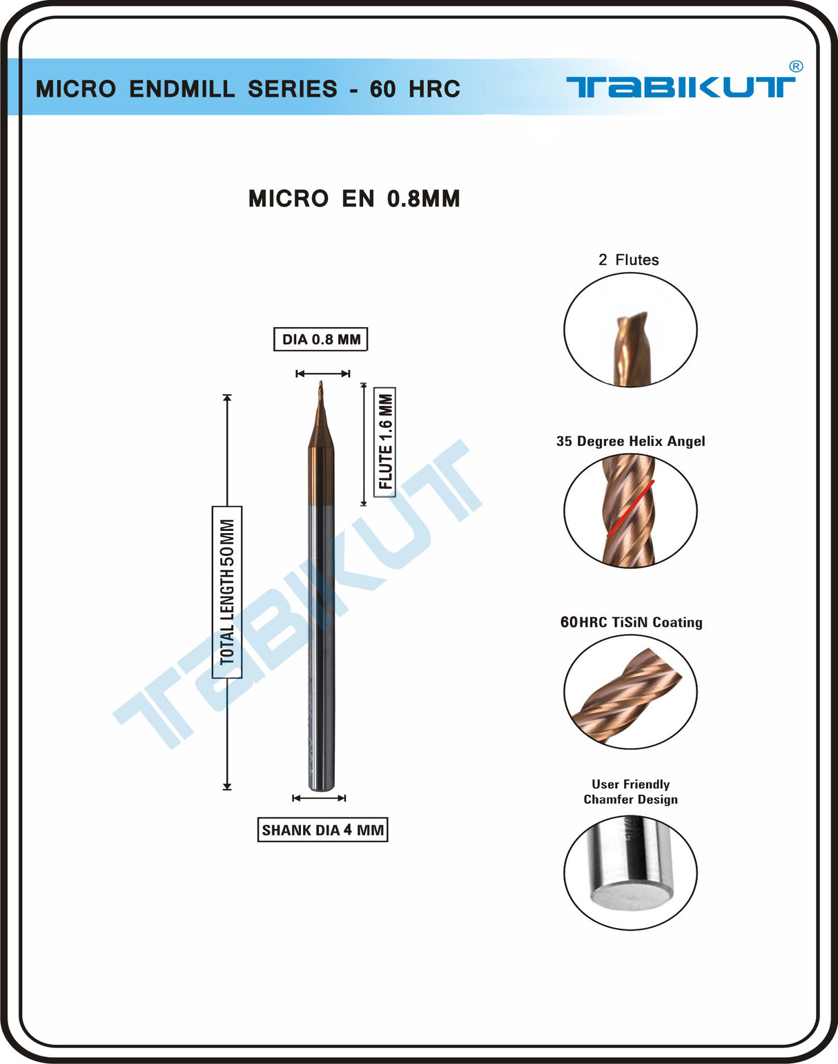 Micro Endmill 0.8mm