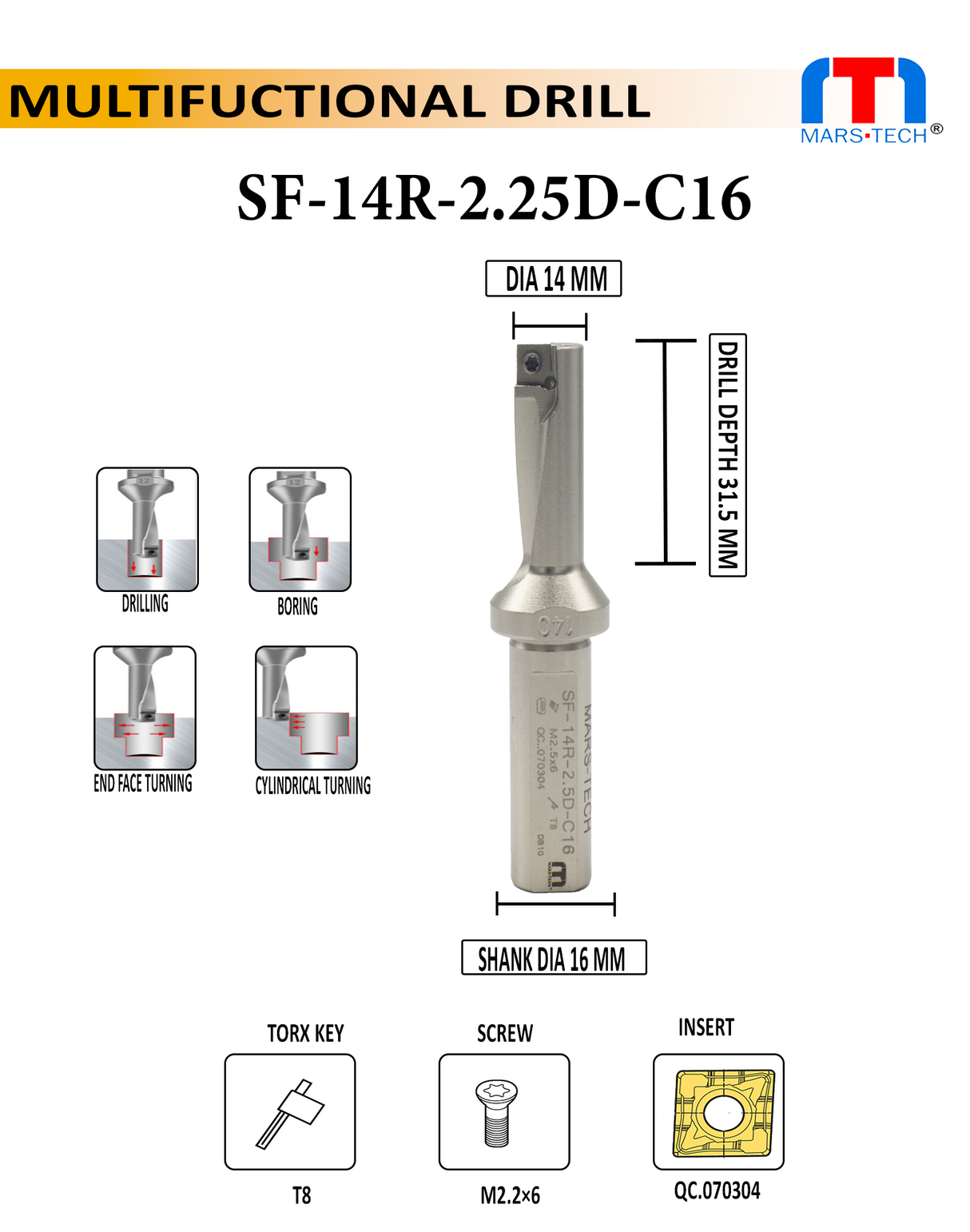 indexable multifunction drill 14 mm	