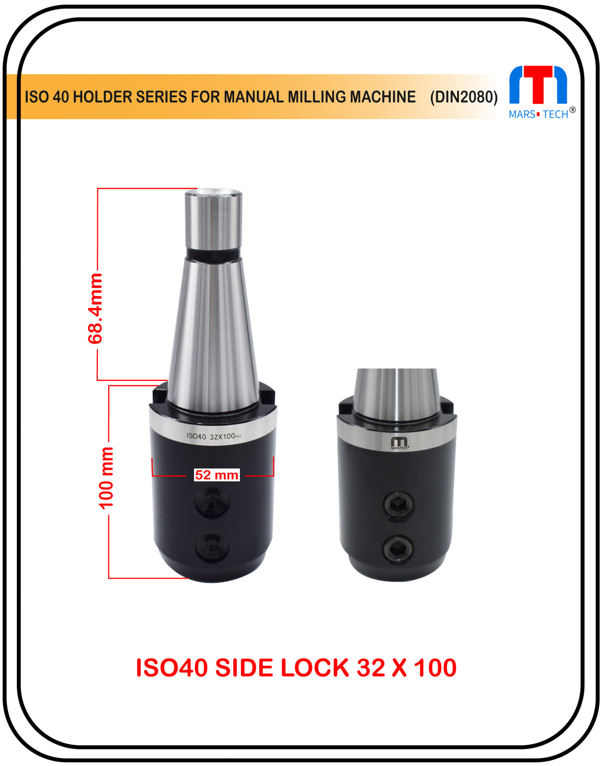 Precision ISO40 side lock tool holder